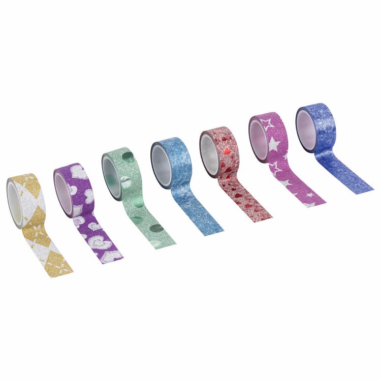 Клейкие ленты декоративные с блестками «Узоры», 7 цветов, 15 мм х 3 м — картинка 4