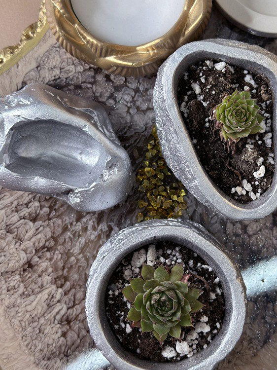 Силиконовый молд - Контейнер/подсвечник под камень, 9x7 см, 1 шт. — картинка 7