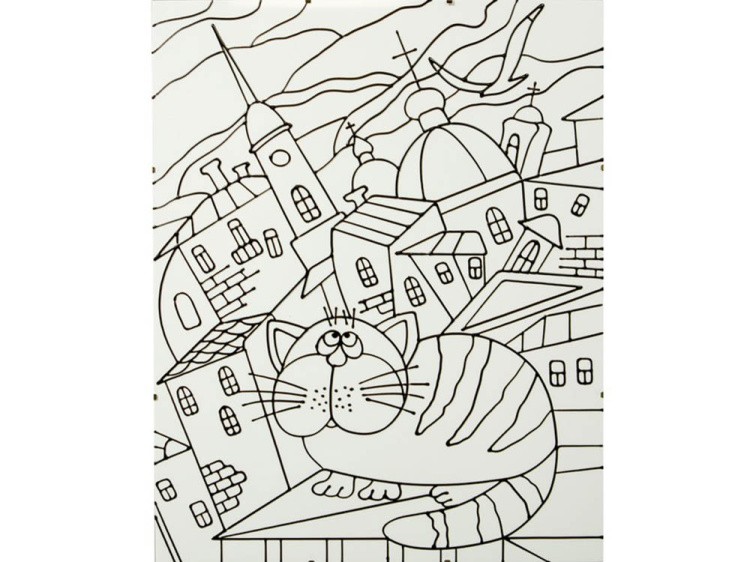 Витраж-раскраска «Кот на крыше» — картинка 2