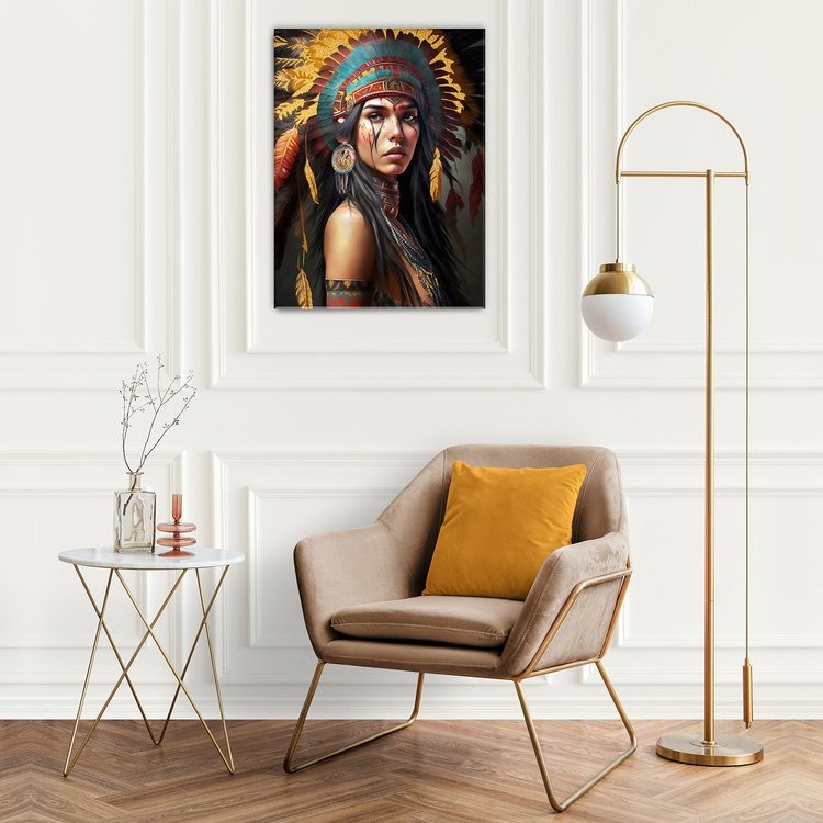 Картина по номерам с поталью «Девушка индеец» — картинка 7