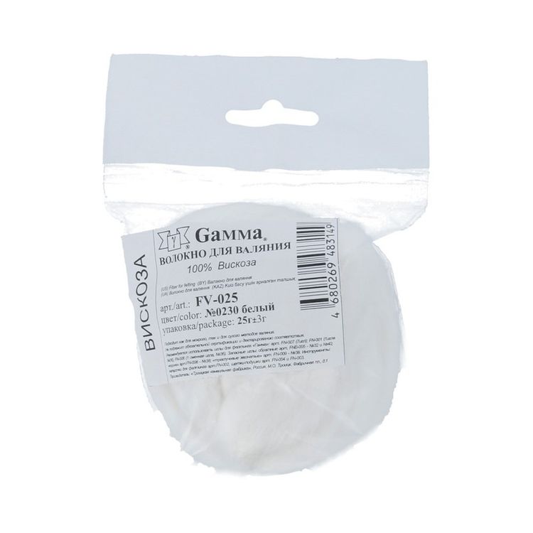 Шерсть для валяния Gamma FV-025, цвет №0230 (белый), 25 г — картинка 2