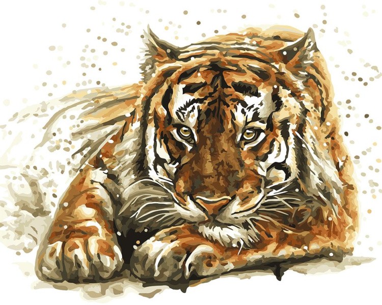 Картина по номерам «Тигр. Акварель»