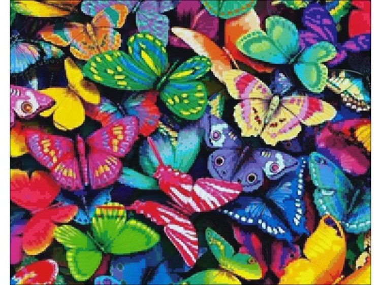 Алмазная вышивка «Разноцветные бабочки» — картинка 2
