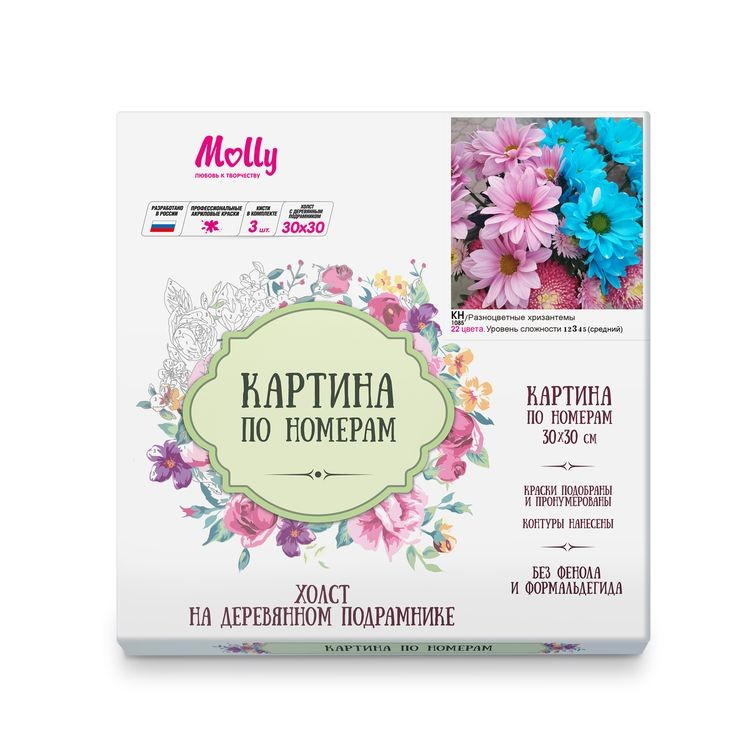 Картина по номерам «Разноцветные хризантемы» — картинка 2