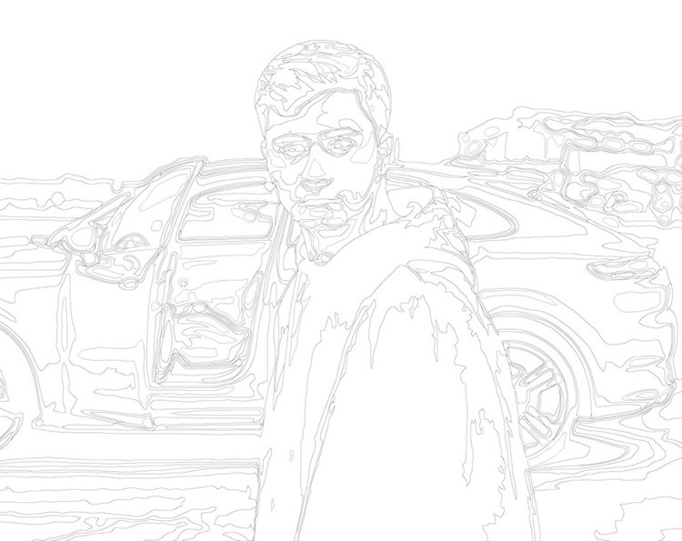 Картина по номерам «Музыкант Ramil Рамиль на фоне машины» — картинка 3