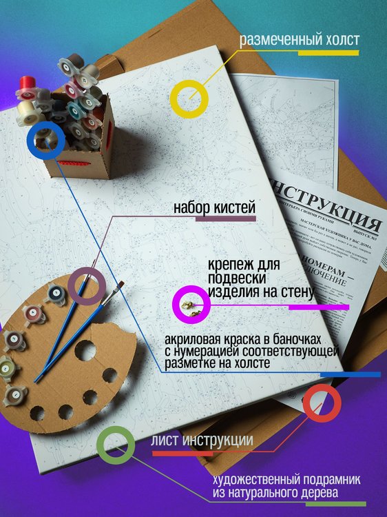 Картина по номерам «Натюрморт с котом и бокалом вина» — картинка 2