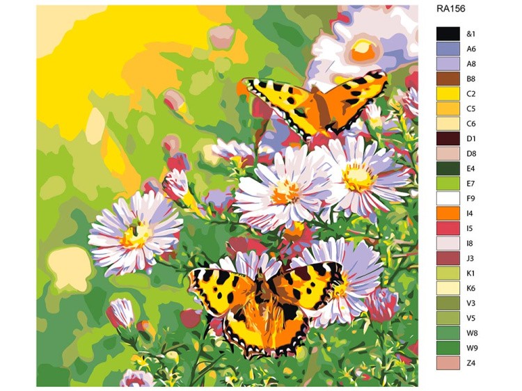 Картина по номерам «Бабочки на лугу» — картинка 2