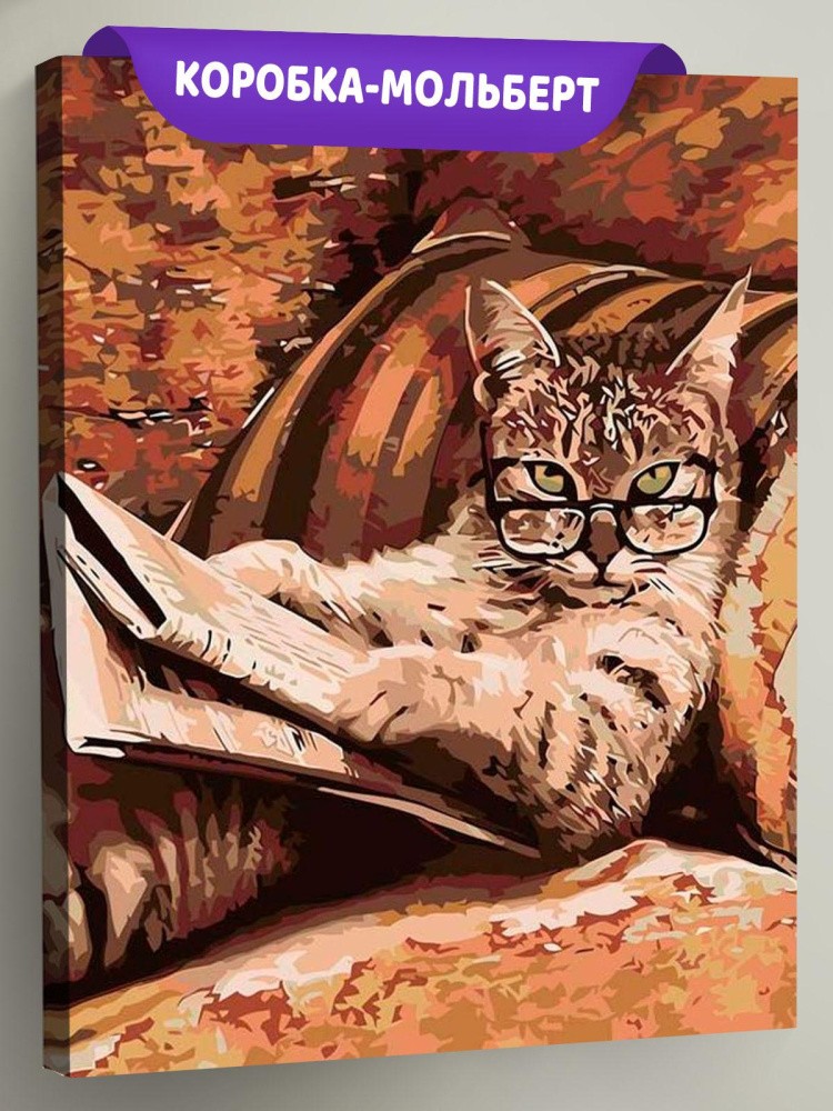 Картина по номерам «Кот с книгой»