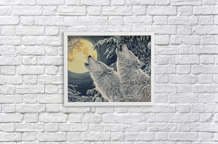 Алмазная вышивка «Полнолуние и волки» — картинка 4