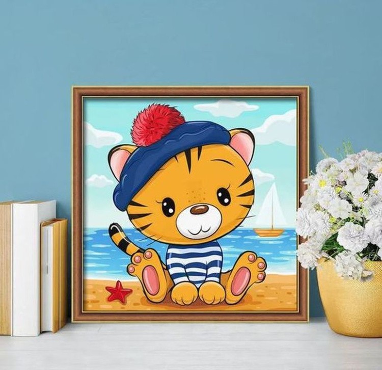 Алмазная вышивка «Тигренок на море» — картинка 3