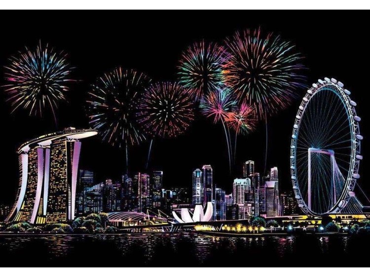 Скретч-картина «Singapore Firework» (цветная)