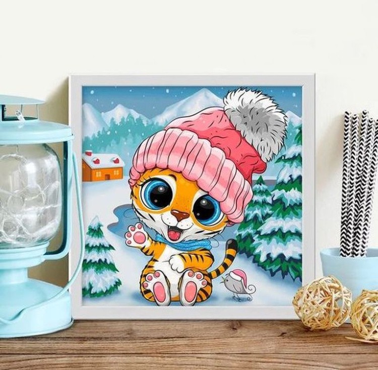 Алмазная вышивка «Тигренок зимой» — картинка 3