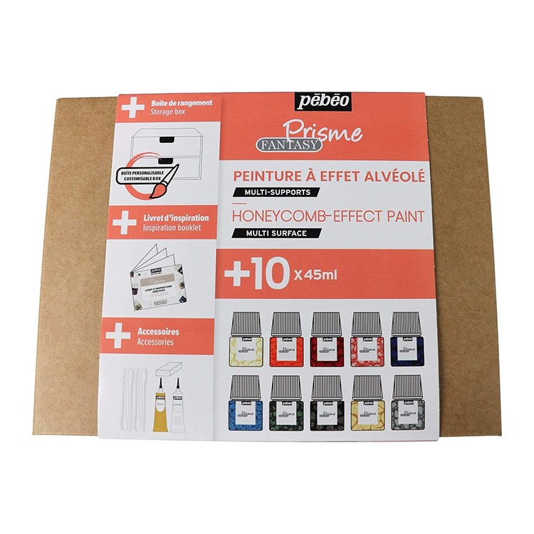 Набор красок Pebeo Fantasy Prisme «Коллекция» с фактурным эффектом с аксессуарами, 10 цв. — картинка 3