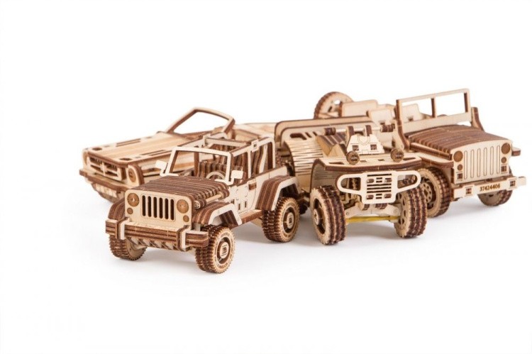 Механический 3D-пазл из дерева Набор машинок, Wood Trick
 — картинка 8