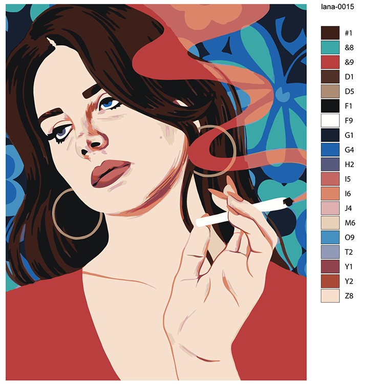 Картина по номерам «Lana Del Rey Лана Дель Рей: Арт с сигаретой» — картинка 2