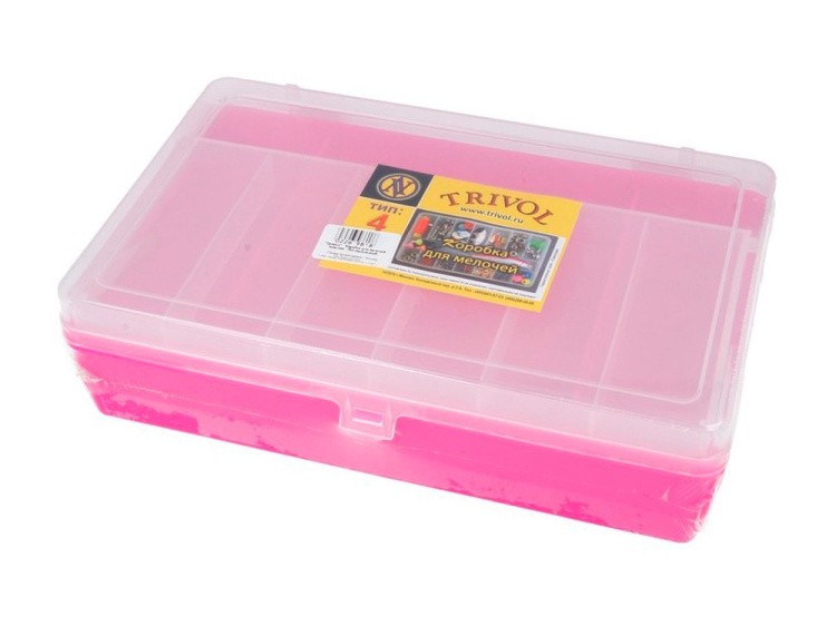 Коробка для мелочей №4 двухъярусная, с микролифтом Trivol, цвет: малиновый — картинка 3