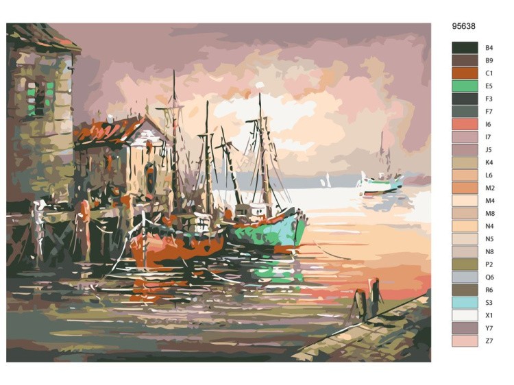 Картина по номерам «Корабли у причала» — картинка 2