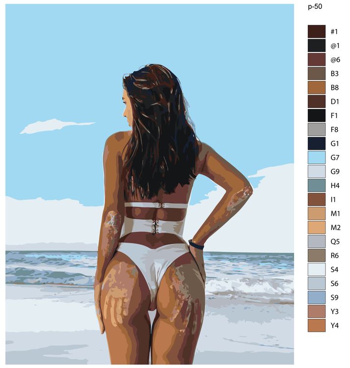 Картина по номерам «Девушка у океана» — картинка 2