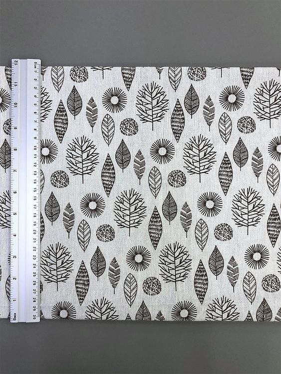 Ткань льняная, 3 м x 150 см, 140 г/м², цвет: белый, растительный принт, TBY — картинка 6