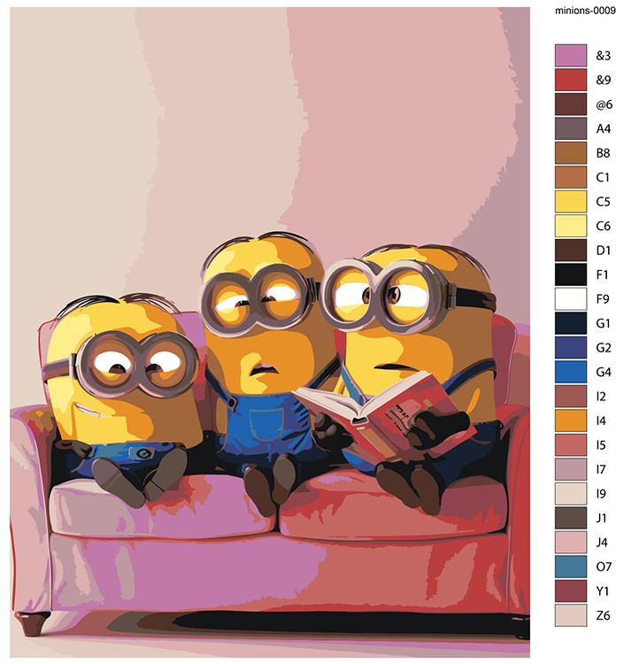 Картина по номерам «Миньоны на диване, мульт Гадкий я 40х50» — картинка 2
