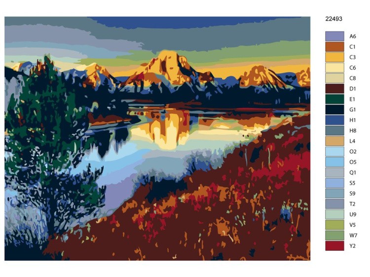 Картина по номерам «Река и горы на закате» — картинка 2