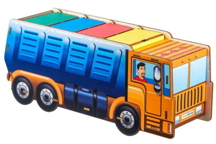 Развивающая игрушка из дерева «Сортер. Мусоровоз» — картинка 2