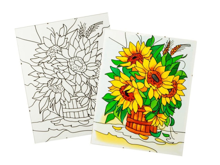 Витраж-раскраска «Подсолнухи» — картинка 3