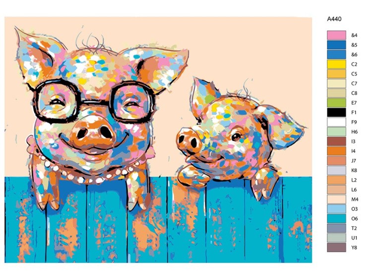 Картина по номерам «Веселые хрюшки» — картинка 2