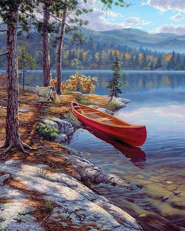 Картина по номерам «Каноэ у озера» — картинка 2