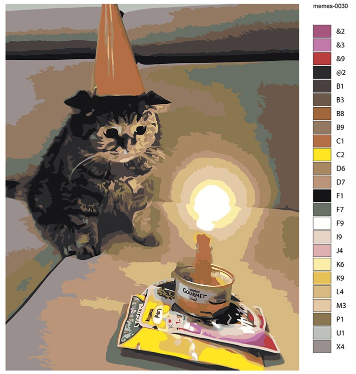 Картина по номерам «Мемы: Грустный кот, День рождения 40x50» — картинка 2