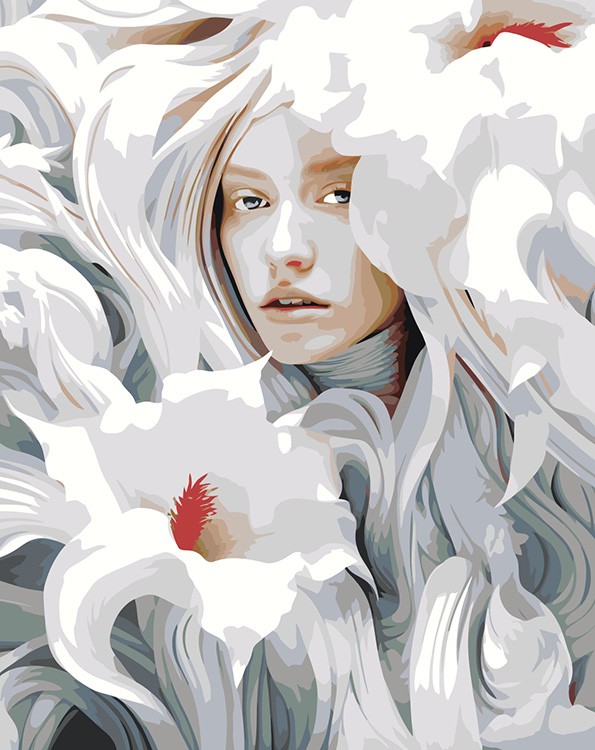 Картина по номерам «Портрет девушки с цветочными узорами 2»