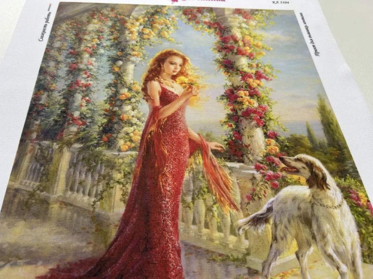 Принт для вышивки лентами на габардине «Весна» — картинка 4