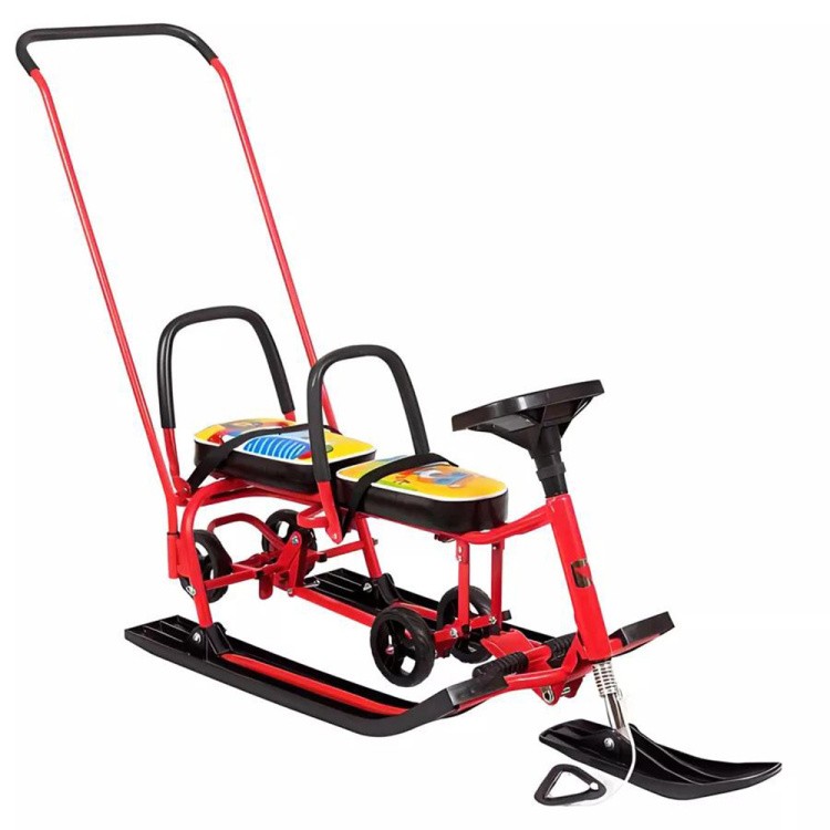 Снегокат детский 507 TWINS BABY Wheel со спинкой для двоих — картинка 12