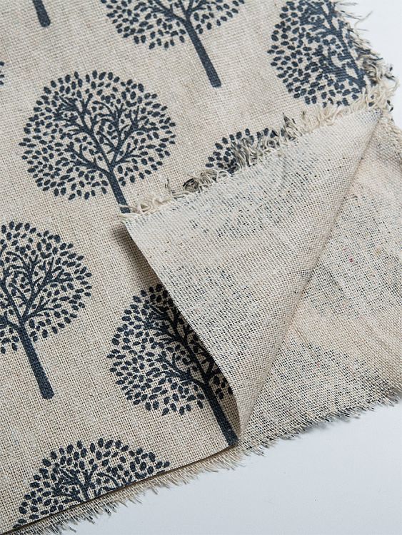 Ткань льняная, 1 м x 150 см, 140 г/м², цвет: молочный, растительный принт, TBY — картинка 5