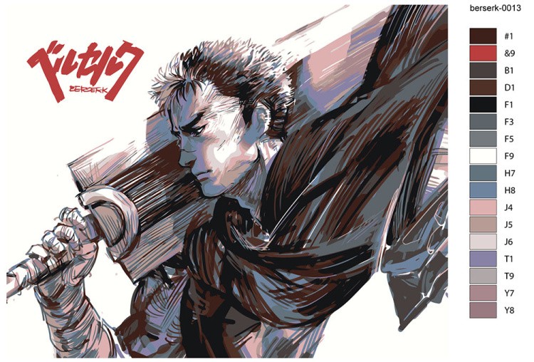 Картина по номерам «Берсерк Berserk манга аниме: Гатс арт» — картинка 2