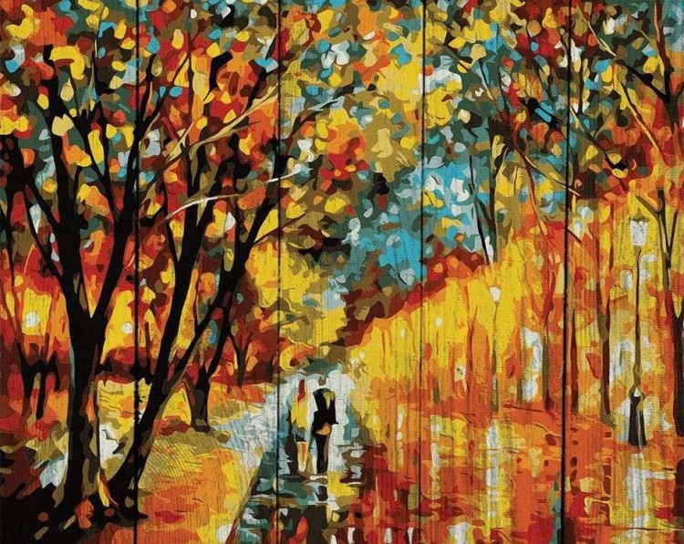Картина по номерам по дереву «Золотая осень»