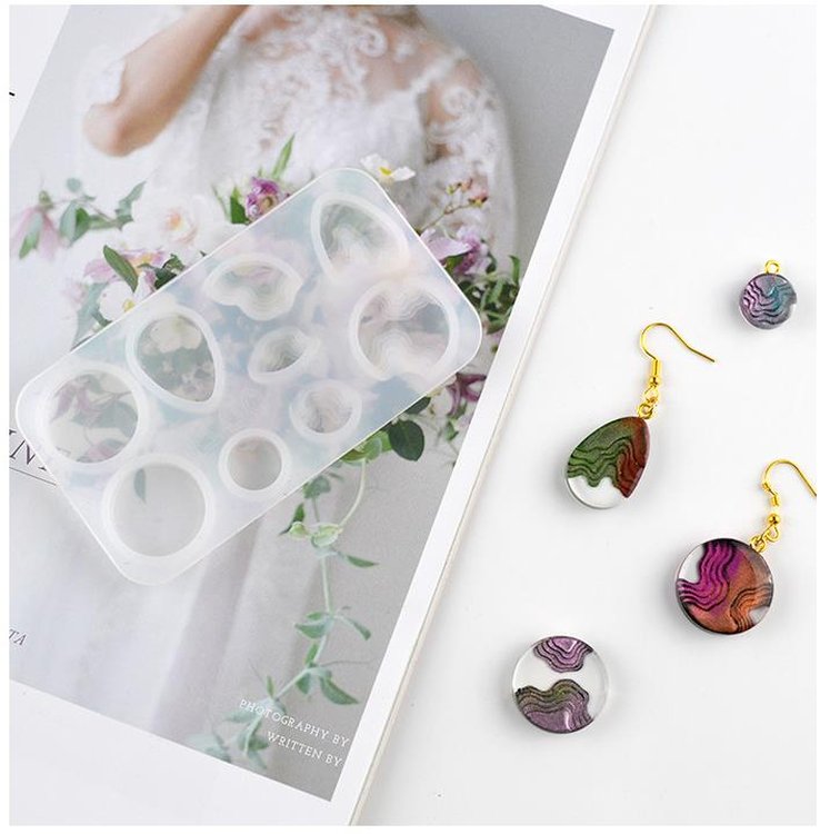 Силиконовый молд - Подвеска и сережки №1, 10х6 см — картинка 3