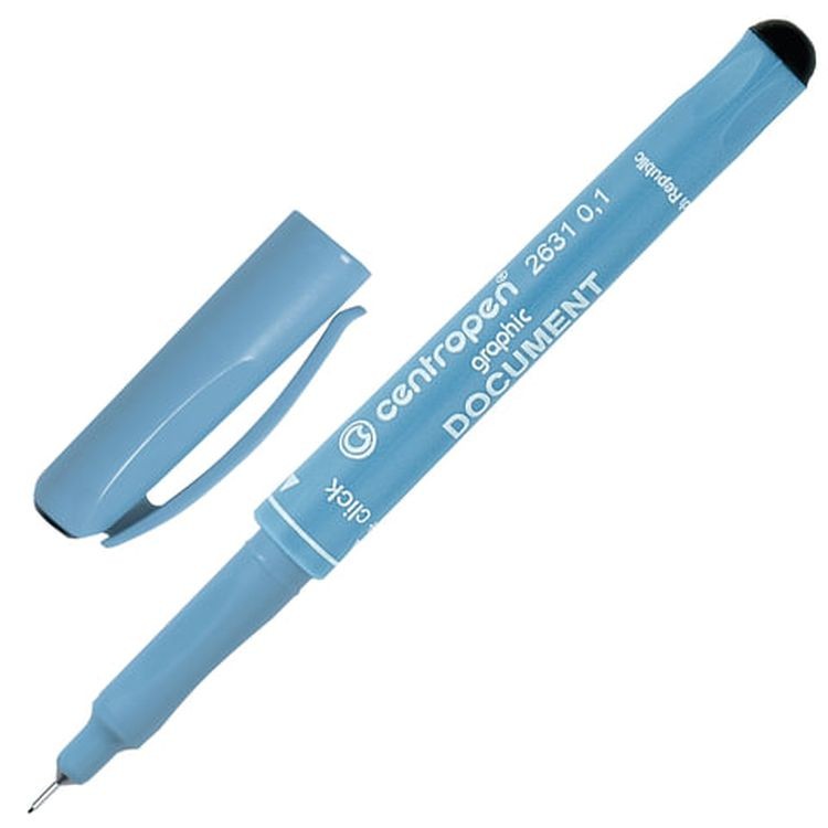 Ручка капиллярная (линер) черная CENTROPEN «Document», линия 0,1 мм