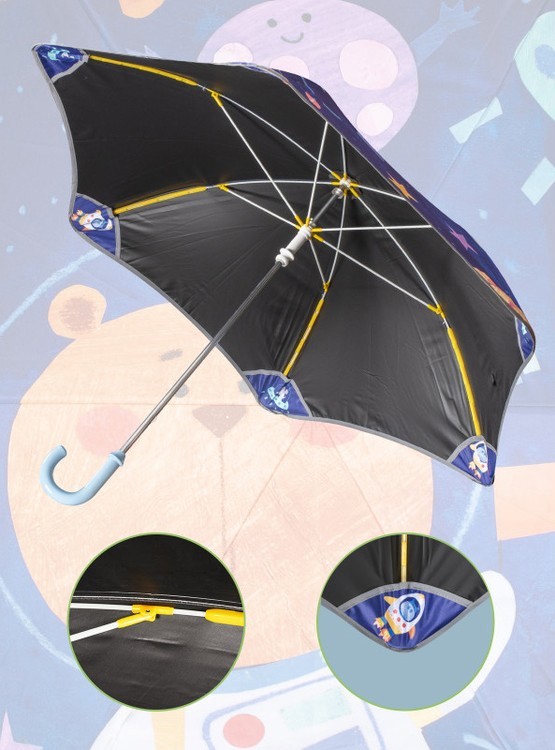 Зонт детский Полет в космос, трость, 8 спиц, механический, антишторм — картинка 3