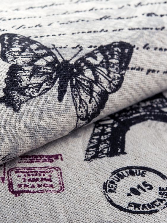 Ткань льняная, 3 м x 150 см, 140 г/м², цвет: бежевый, принт, TBY — картинка 4