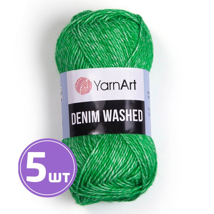 Пряжа YarnArt Denim Washed2 (Деним вошд 2) (909), меланж ярко-зеленый, 5 шт. по 50 г
