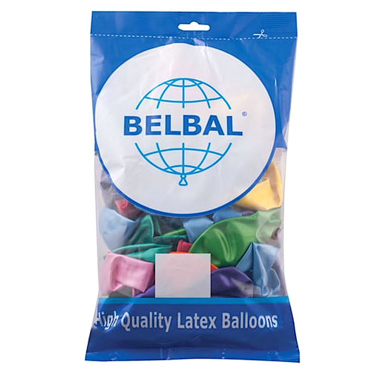 Шары воздушные 14" (36 см), комплект 50 шт., 12 цветов металлик — картинка 2