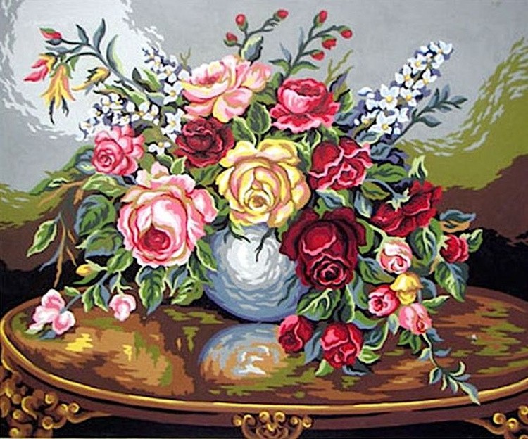 Рисунок на ткани «Букет цветов»