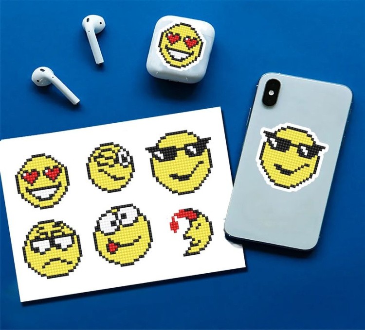 Алмазная вышивка «Смайлики» (самоклеящиеся наклейки/стикеры) — картинка 2