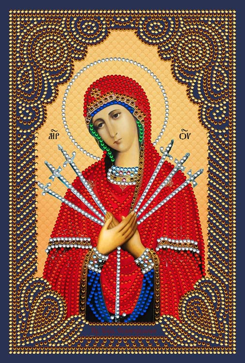 Алмазная вышивка «Икона Пресвятая Богородица Семистрельная»