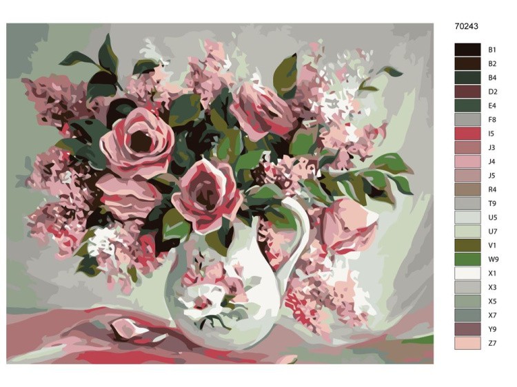 Картина по номерам «Розовый букет в вазе» — картинка 2