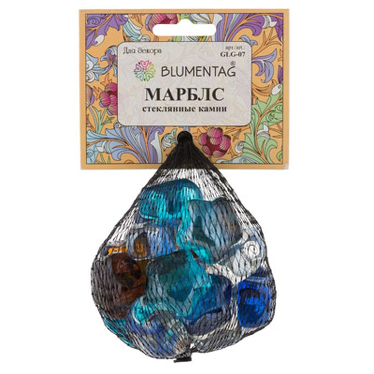 Камни стеклянные марблс «Рыбка», 32х45 мм, 6 шт. по 340 г, цвет: ассорти, Blumentag — картинка 3