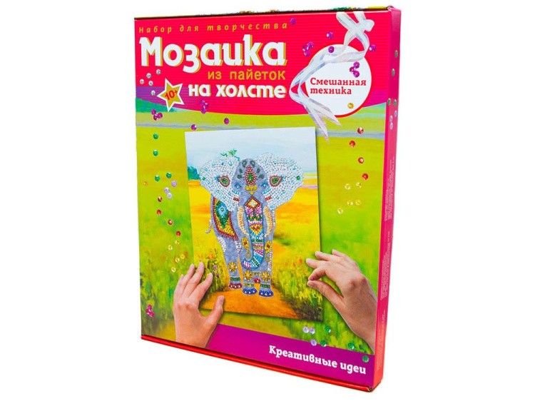 Картина на холсте из пайеток «Слон» — картинка 4