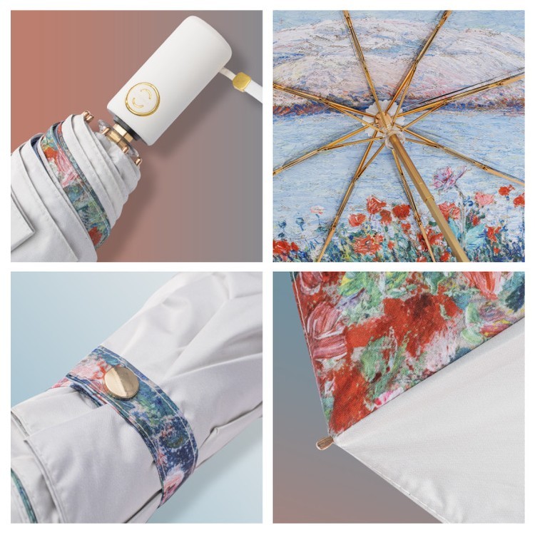 Зонт Двусторонний Летнее побережье, складной, 8 спиц, автомат — картинка 2