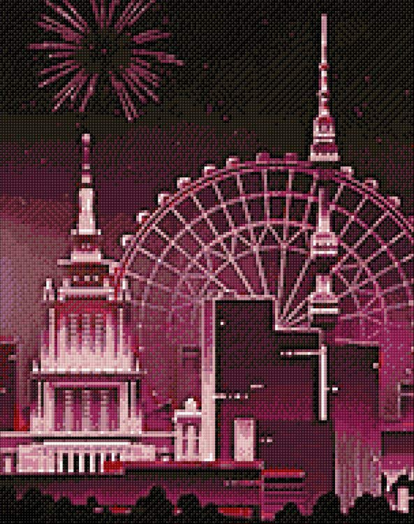 Алмазная вышивка «Ночная башня» — картинка 2